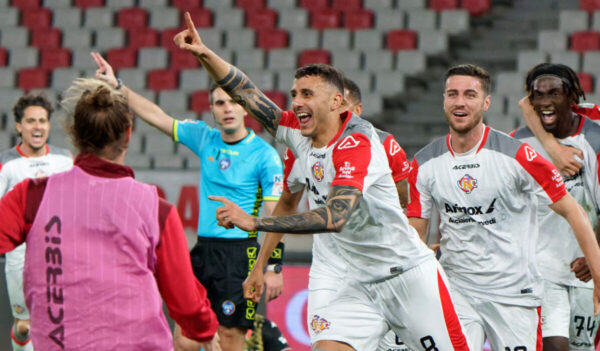 IPA44879059 - Michele Collocolo of US Cremonese celebrates after scoring a goal  during  SSC Bari vs US Cremonese, Italian soccer Serie B match in Bari, Italy, April 05 2024